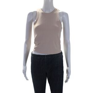 All Access Women's Round Neck Sleeveless Fitted Tank Top Beige Size S